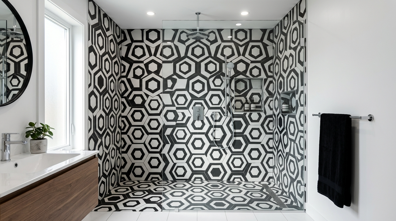 Use a rainfall shower head for spa style, paired with a handheld